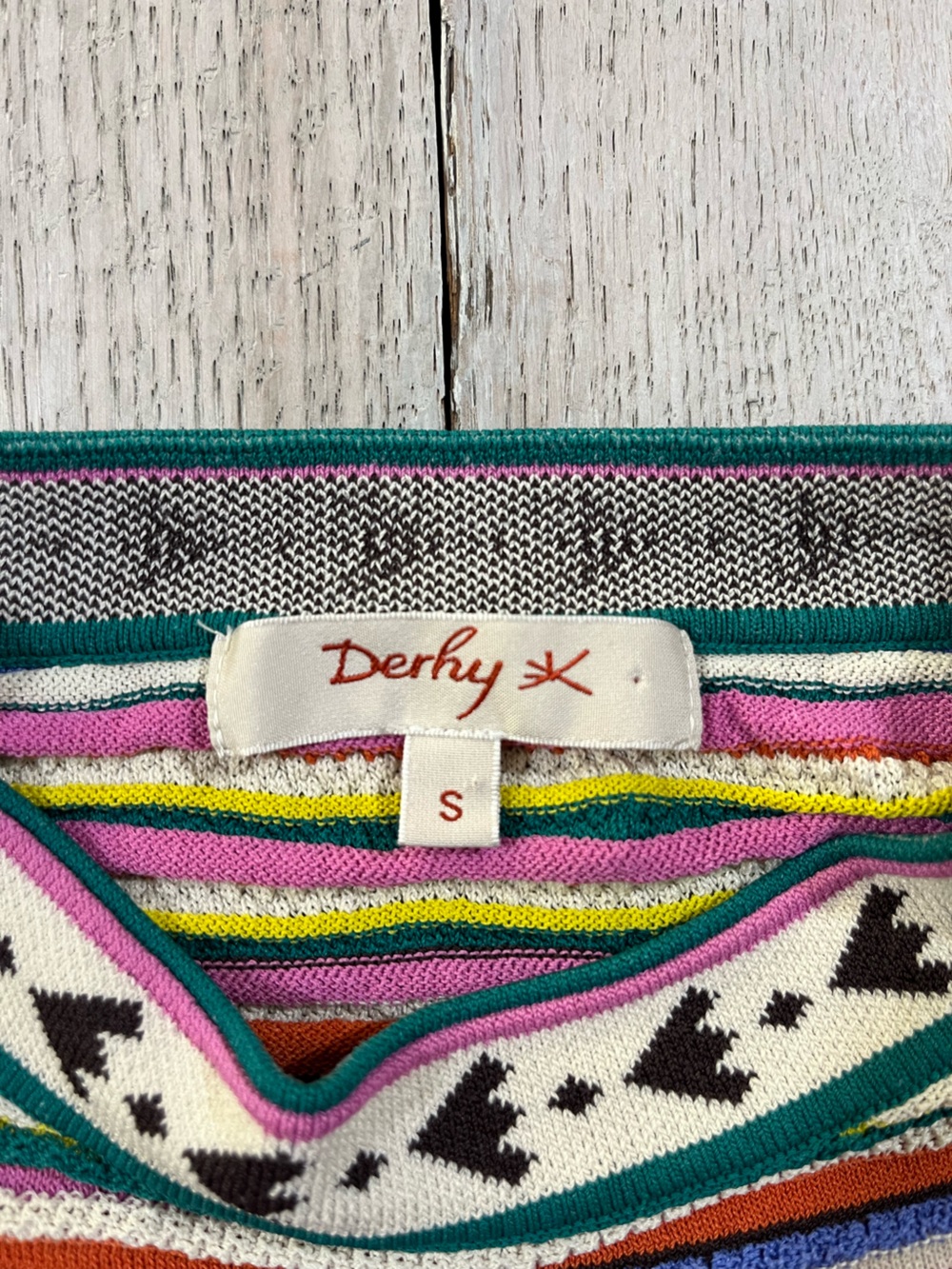 Rene Derhy Zodiaque Vibrant Striped Knit Top Size S Bohemian - Picture 3 of 7